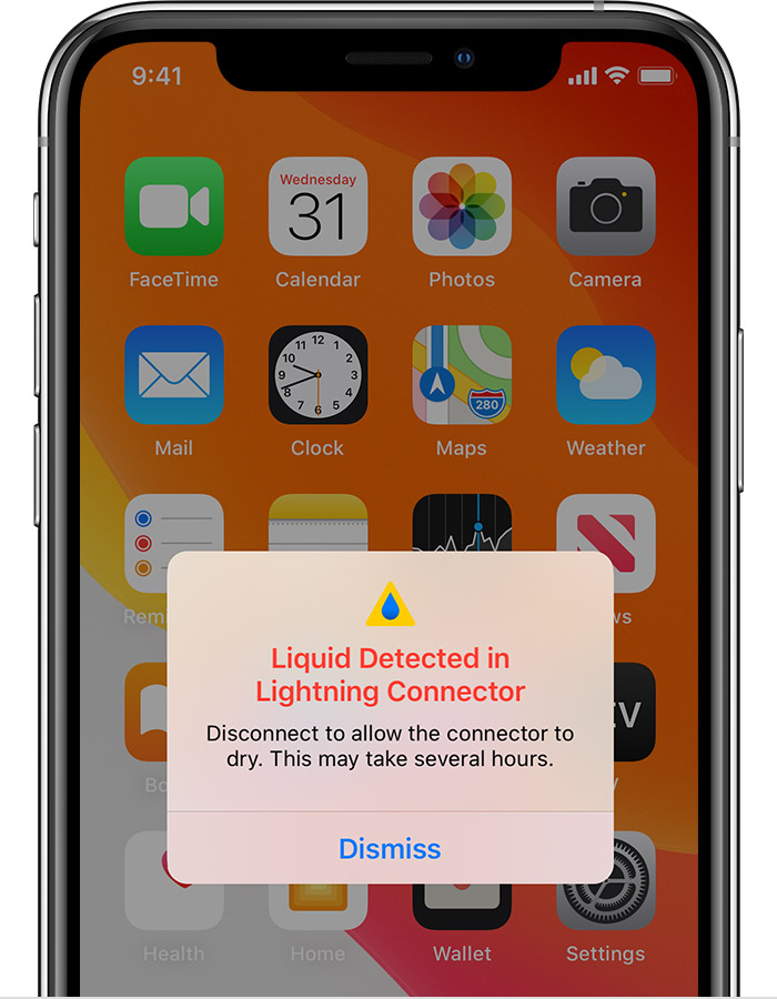 万冲镇苹果手机维修分享iPhone 12 在充电时出现 “闪电接口检测到液体”的提示怎么办 